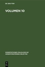 Cover: Volumen 10 - De Gruyter
