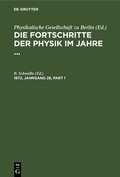 Cover: Die Fortschritte der Physik im Jahre .... 1872, Jahrgang 28 - De Gruyter