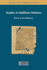 Enlarge image Cover: Studies in Rabbinic Hebrew - Open Book Publishers
