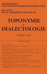 Abbildung von: Bulletin de la Commission Royale de Toponymie et Dialectologie - Peeters