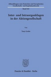 Abbildung von: Inter- und Intraorganklagen in der Aktiengesellschaft. - Duncker & Humblot