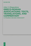 Cover: Ptolemaic and Early Roman Egypt - De Gruyter