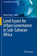 Cover: Land Issues for Urban Governance in Sub-Saharan Africa - Springer
