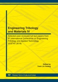 Cover: Engineering Tribology and Materials IV - Trans Tech Publications Ltd