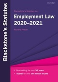 Cover: Blackstone's Statutes on Employment Law 2020-2021 - Oxford University Press
