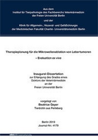 Abbildung von: Therapieplanung für die Mikrowellenablation von Lebertumoren - Evaluation ex vivo - Mensch & Buch