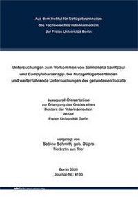 Abbildung von: Untersuchungen zum Vorkommen von Salmonella Saintpaul und Campylobacter spp. bei Nutzgeflügelbeständen und weiterführende Untersuchungen der gefundenen Isolate - Mensch & Buch