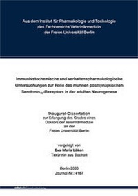 Abbildung von: Immunhistochemische und verhaltenspharmakologische Untersuchungen zur Rolle des murinen postsynaptischen Serotonin1A-Rezeptors in der adulten Neurogenese - Mensch & Buch