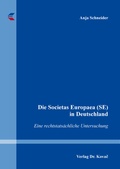 Abbildung von: Die Societas Europaea (SE) in Deutschland - Kovac, Dr. Verlag