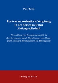 Abbildung von: Performanceorientierte Vergütung in der börsennotierten Aktiengesellschaft - Kovac, Dr. Verlag