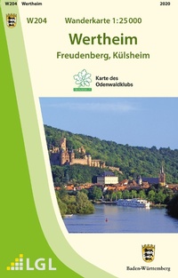 Abbildung von: W204 Wanderkarte 1:25 000 Wertheim - Landesamt für Geoinformation und Landentwicklung Baden-Württemberg (LGL)