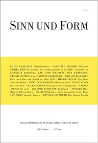 Enlarge image Cover: Sinn und Form 4/2020 - SINN und FORM