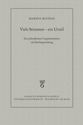 Cover: Viele Stimmen - ein Urteil - Vittorio Klostermann Verlag