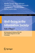 Cover: Well-Being in the Information Society. Fruits of Respect - Springer