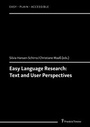 Cover: Easy Language Research: Text and User Perspectives - Frank & Timme