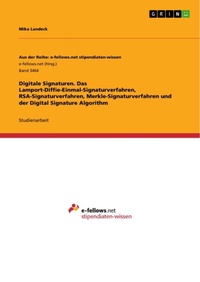 Abbildung von: Digitale Signaturen. Das Lamport-Diffie-Einmal-Signaturverfahren, RSA-Signaturverfahren, Merkle-Signaturverfahren und der Digital Signature Algorithm - GRIN Verlag
