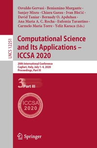 Enlarge image Cover: Computational Science and Its Applications - ICCSA 2020 - Springer
