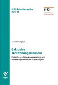Abbildung von: Exklusive Tariföffnungsklauseln - Bund-Verlag