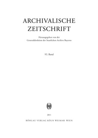 Abbildung von: Archivalische Zeitschrift 92 (2011) - Böhlau
