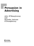 Cover: Persuasion in Advertising - Routledge