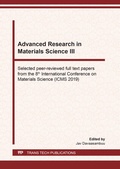 Cover: Advanced Research in Materials Science III - Trans Tech Publications Ltd