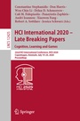 Cover: HCI International 2020 - Late Breaking Papers: Cognition, Learning and Games - Springer