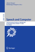 Cover: Speech and Computer - Springer