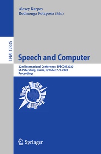 Enlarge image Cover: Speech and Computer - Springer