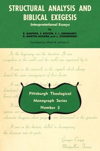 Enlarge image Cover: Structural Analysis and Biblical Exegesis - Pickwick Publications