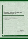 Cover: Materials Science: Properties and Technologies II - Trans Tech Publications Ltd