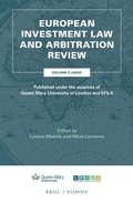 Cover: European Investment Law and Arbitration Review - Martinus Nijhoff