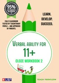 Cover: 11+ Tuition Guides: VERBAL ABILITY - Cloze Workbook 2 - University of Buckingham Press