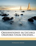 Cover: Observationes in Lycurgi Oratoris Usum Dicendi... - Nabu Press