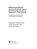 Cover: Metropolitan Governance and Spatial Planning - Routledge
