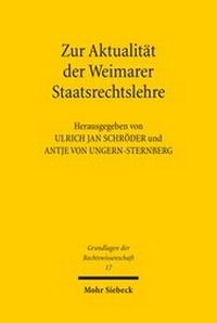 Abbildung von: Zur Aktualitaet der Weimarer Staatsrechtslehre - Mohr Siebeck