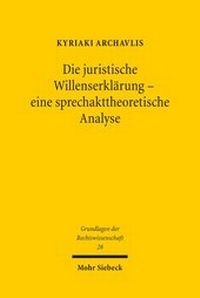 Abbildung von: Die juristische Willenserklaerung - eine sprechakttheoretische Analyse - Mohr Siebeck