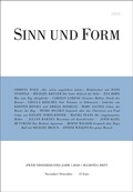 Cover: Sinn und Form 6/2020 - SINN und FORM