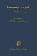 Cover: Iuris sacri pervestigatio. - Duncker & Humblot