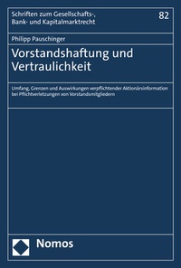 Abbildung von: Vorstandshaftung und Vertraulichkeit - Nomos
