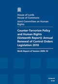 Cover: Counter-terrorism policy and human rights (sixteenth report) - Stationery Office Books