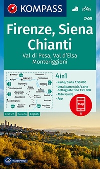 Abbildung von: KOMPASS Wanderkarte 2458 Firenze, Siena, Chianti, Val di Pesa, Val d'Elsa, Monteriggioni 1:50.000 - KOMPASS-Karten