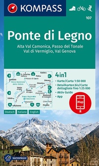 Abbildung von: KOMPASS Wanderkarte 107 Ponte di Legno, Alta Val Camonica, Passo del Tonale, Val di Vermiglio, Val Genova 1:50.000 - KOMPASS-Karten
