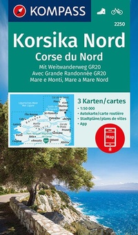 Abbildung von: KOMPASS Wanderkarten-Set 2250 Korsika Nord, Corse du Nord, Weitwanderweg GR20 (3 Karten) 1:50.000 - KOMPASS-Karten