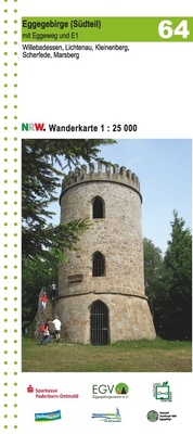 Abbildung von: Eggegebirge (Südteil) mit Eggeweg und E1 Blatt 64, topographische Wanderkarte NRW - GeoMap