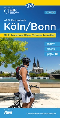 Abbildung von: ADFC-Regionalkarte Köln/Bonn, 1:75.000, mit Tagestourenvorschlägen, reiß- und wetterfest, E-Bike-geeignet, mit Knotenpunkten, GPS-Tracks-Download - BVA BikeMedia