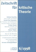 Cover: Zeitschrift f&uuml;r kritische Theorie / Zeitschrift f&uuml;r kritische Theorie, Heft 6 (1998) - zu Klampen Verlag