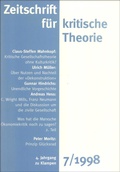 Cover: Zeitschrift f&uuml;r kritische Theorie / Zeitschrift f&uuml;r kritische Theorie, Heft 7 (1998) - zu Klampen Verlag