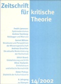 Cover: Zeitschrift f&uuml;r kritische Theorie / Zeitschrift f&uuml;r kritische Theorie, Heft 14 (2002) - zu Klampen Verlag