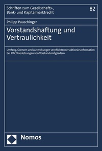 Abbildung von: Vorstandshaftung und Vertraulichkeit - Nomos