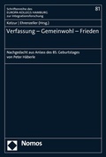 Cover: Verfassung - Gemeinwohl - Frieden - Nomos